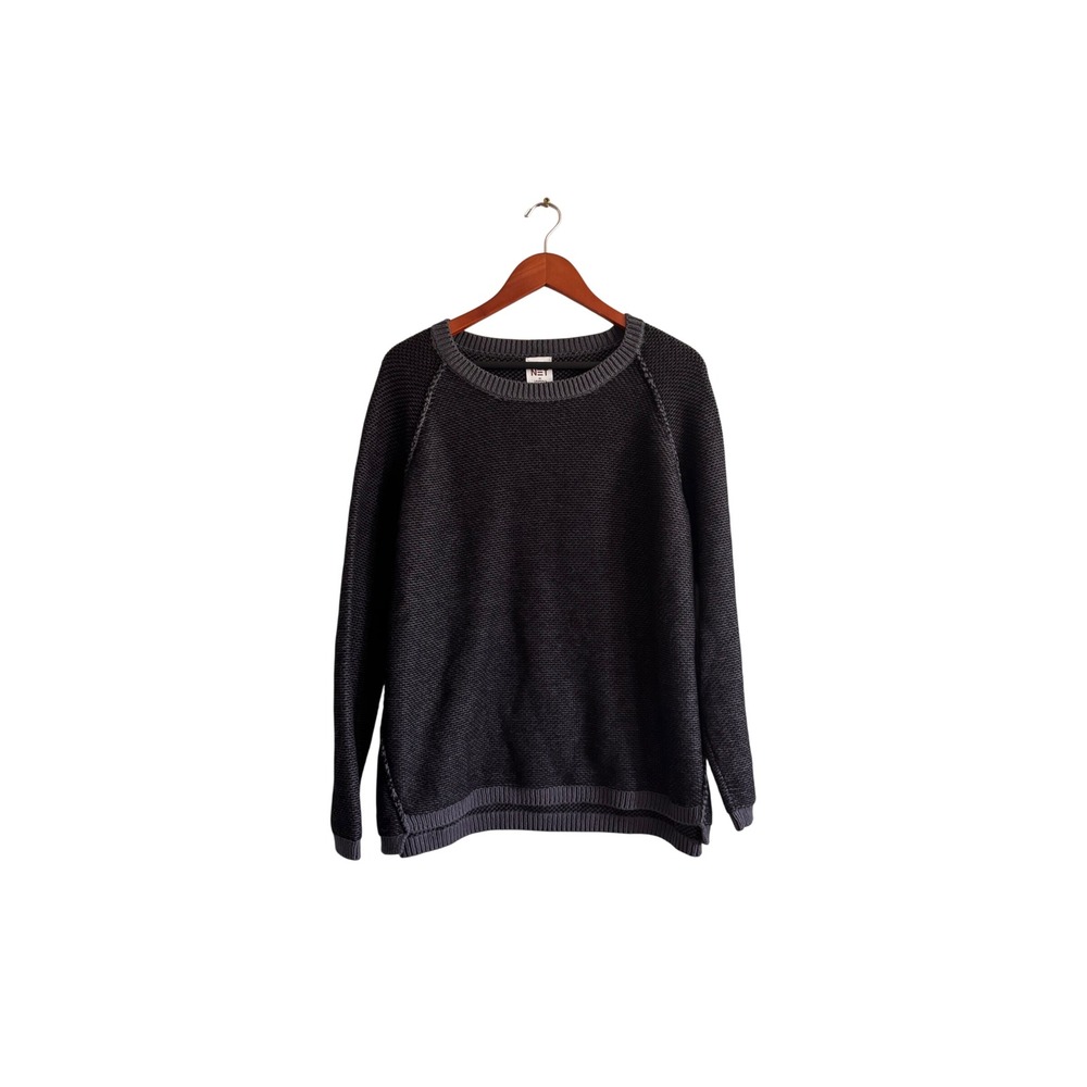 Planet by Lauren G Charcoal Grey 100% Cotton Knit Sweater One Size Made in Peru
